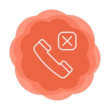 düz arama telefonu reddedilmiş simge vektör illüstrasyonu 