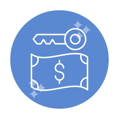 Dolar para birimi ve anahtar simgesi, Fidye yazılımı konsepti, vektör illüstrasyonu  