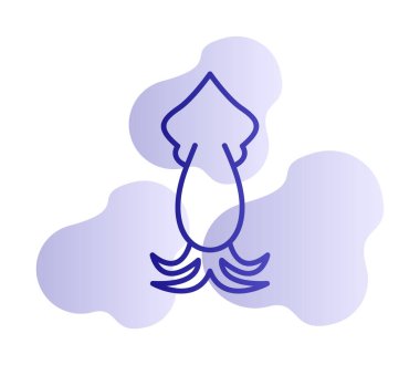 Beyaz arkaplanda mürekkep balığı vektörü simgesi 