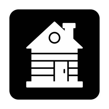 ahşap ev simgesi, vektör illüstrasyonu