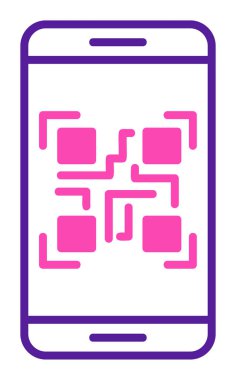 Akıllı Telefon Ekran Web simgesi Qr Kodu, vektör illüstrasyonu 