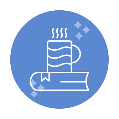 sıcak çay ve kitap simgesi, özet biçimi vektörü 