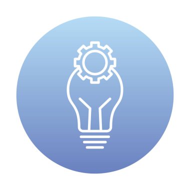 Cogwheel simgesi, vektör illüstrasyonlu ampul 