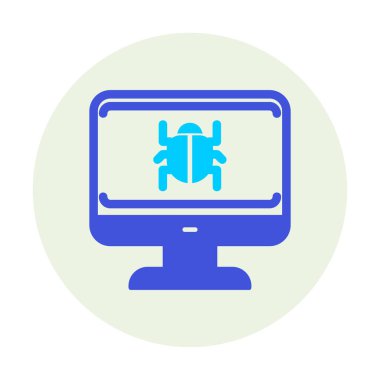 yazılım hatası düz simgesi, vektör illüstrasyonu, Sistem Virüsü 