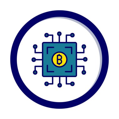  Bitcoin dijital para birimi. Bilgisayar devre kartı simgesi  