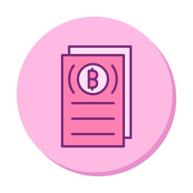 Belgeler ve bitcoin simgesinin vektör illüstrasyonu 