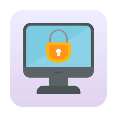 Basit Bilgisayar monitörü Ekran simgesi, vektör illüstrasyonunu kilitle