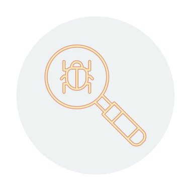 Böcekli büyüteç, virüs tespit simgesi, vektör illüstrasyon tasarımı 