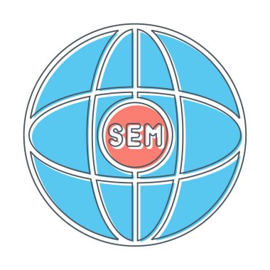 düz dünya ve Sem simgesi vektör illüstrasyonu