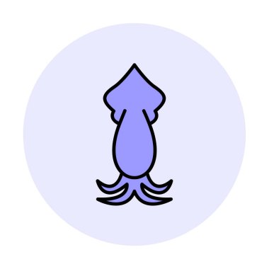 Beyaz arkaplanda mürekkep balığı vektörü simgesi 