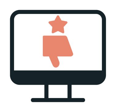 Kötü İnceleme simgesi, vektör illüstrasyonlu basit ekran