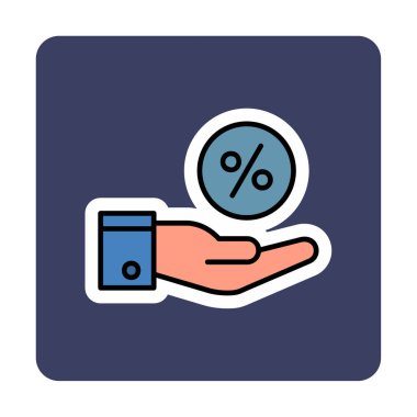 Basit el tutma oranı simgesi, indirim konsepti, vektör illüstrasyonu