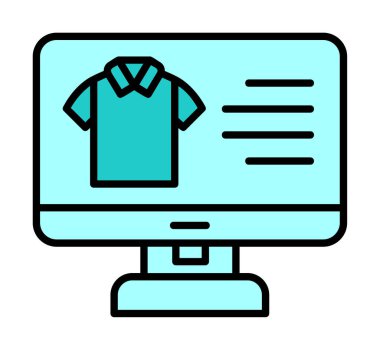 Basit Kumaş Çevrimiçi Alışveriş simgesi, vektör illüstrasyonu