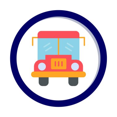 düz okul servisi simgesi basit illüstrasyon tasarımı