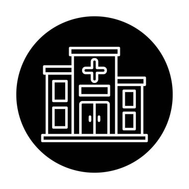 Basit düz hastane binası ikon vektör illüstrasyon tasarımı