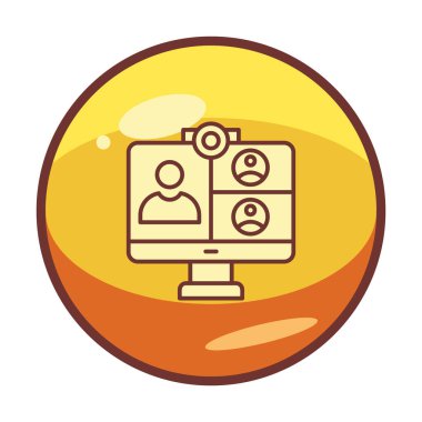 Basit çevrimiçi toplantı simgesi, vektör illüstrasyonu