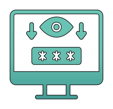 Basit Bilgisayar Casus Yazılımı simgesi, vektör illüstrasyonu