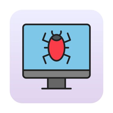 Basit Bilgisayar Virüsü simgesi, vektör illüstrasyonu