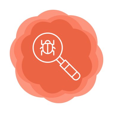 Böcekli büyüteç, virüs tespit simgesi, vektör illüstrasyon tasarımı 