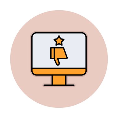 Kötü İnceleme simgesi, vektör illüstrasyonlu basit ekran