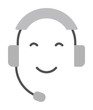 Kulaklık ve gülücükle yüzün vektör çizimi, Çağrı Merkezi kavramı