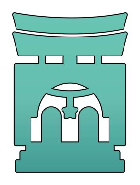 Basit antik Asya Tapınağı simgesi, vektör illüstrasyonu