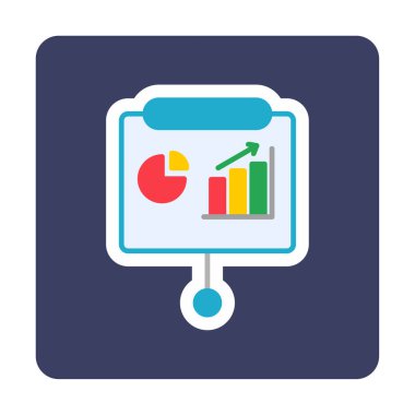 Sunum, iş istatistikleri ve pasta grafik ikonlu veri analizleri. iş analizleri, analizler, istatistikler, pasta grafiği