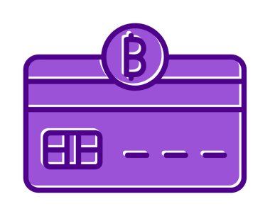 Bitcoin cüzdan simgesi, bitcoin simgesi olan kredi kartı, vektör illüstrasyonu 