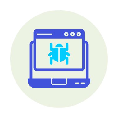 Kötü amaçlı yazılım ikonu tarafından enfekte edilen basit düz dizüstü bilgisayar 