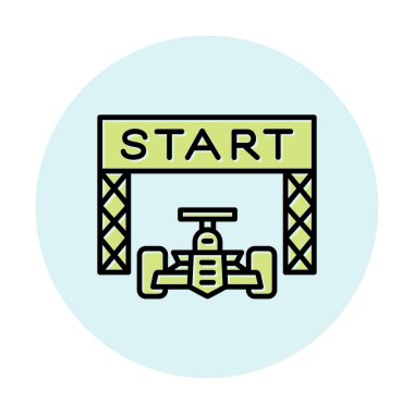 simgeyi başlat. Web için Irk vektör simgesinin başlatılmasının basit bir gösterimi.                                