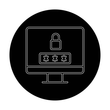 Basit Bilgisayar monitörü Ekran simgesi, vektör illüstrasyonunu kilitle