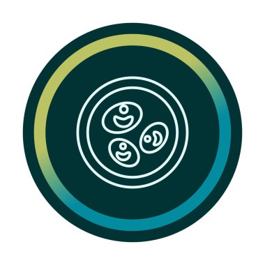 Bakteri petri kabı ve bakteri vektör simgesi 