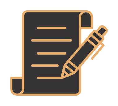 Kalem simgesi ve vektör illüstrasyonlu kağıt sayfası 