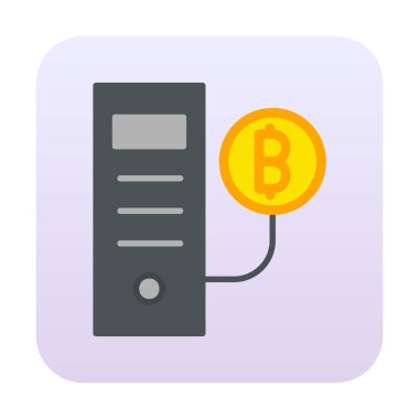 Bitcoin Madeni İşlemcisi (BTC) simgesi, vektör illüstrasyonu 