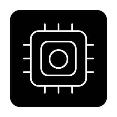 Basit düz işlemci çizgisi vektör simgesi