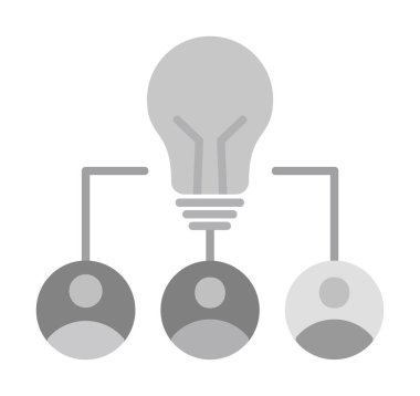 Takım Fikri, ampul ve iş dünyası ikonu, vektör illüstrasyonu