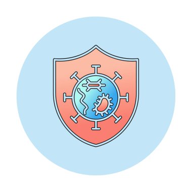 Mikroplar Korunan Kalkan ikon vektör çizimi