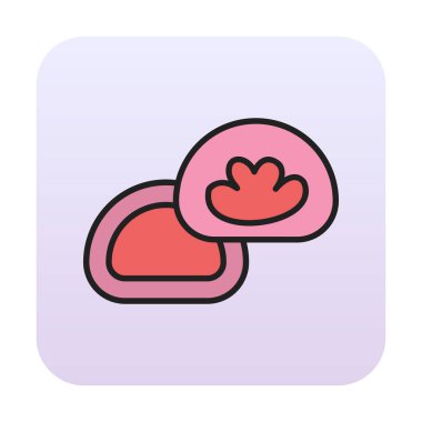 Japon tatlısı Mochi ikonunun vektör çizimi 