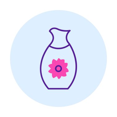 Vektör illüstrasyonu, sakeli kavanoz ikonu, Japon geleneksel alkol içeceği. 