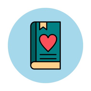 Yer imi simgesi olan aşk kitabı, basit vektör illüstrasyonu 