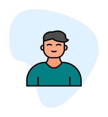 Saç stili vektör çizimi olan genç erkek avatar. 