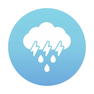 Gök gürültülü yağmurlu bulut sembolü, hava durumu ikonu, vektör illüstrasyonu 