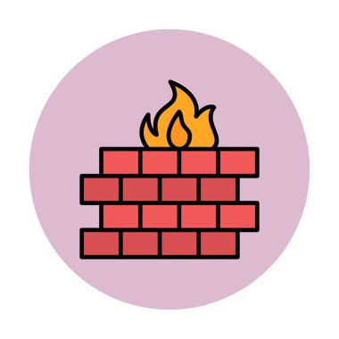 Şömine simgesinin vektör illüstrasyonu 