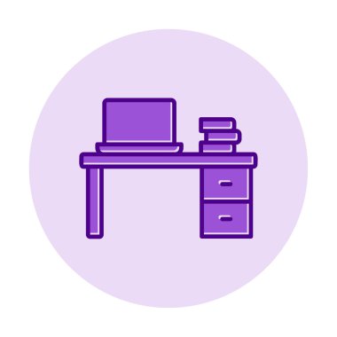 Ofis masa simgesinin vektör illüstrasyonu 