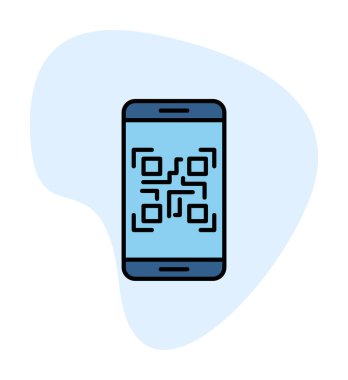 Akıllı Telefon Ekran Web simgesi Qr Kodu, vektör illüstrasyonu 