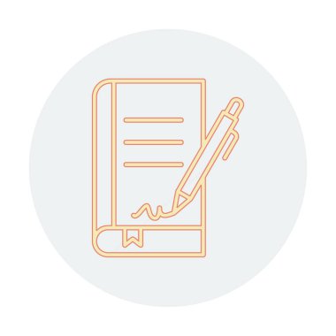 Basit Kitap İmzalama simgesi, vektör illüstrasyonu