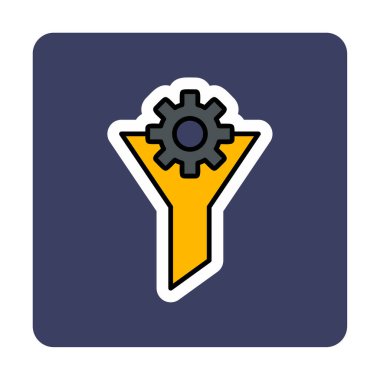 Vites simgesiyle filtre hunisi, vektör illüstrasyonu