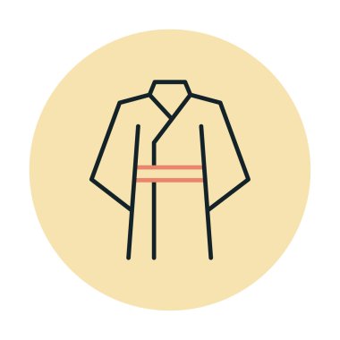 Japon kimonosu ana hatları ikon vektör illüstrasyon tasarımı