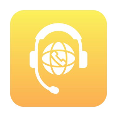 Basit Dünya Çağrı Merkezi Desteği simgesi, vektör illüstrasyonu