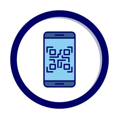Akıllı Telefon Ekran Web simgesi Qr Kodu, vektör illüstrasyonu 